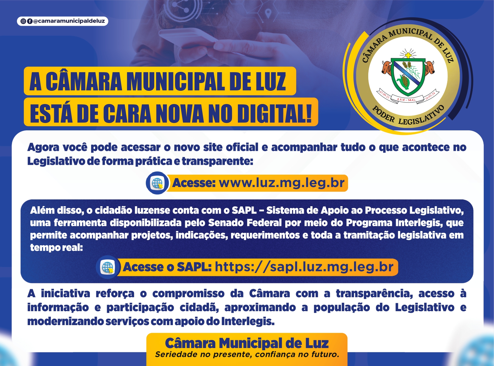 A Câmara Municipal de Luz está de cara nova no digital!