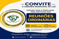 Câmara Municipal convida população para participar das Reuniões Ordinárias